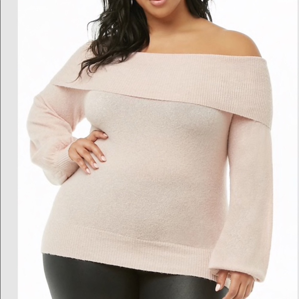 Fold over off-the-shoulder sweater